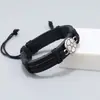 Jóias quentes transfronteiriças pulseira simples de couro preto trançado à mão pulseira criativa de personalidade para fãs corda de mão