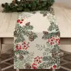 Caminho de Mesa de Natal Festa na Cozinha Mesa de Jantar Guirlanda de Árvore de Natal Boneco de Neve Sinos Rena Papai Noel Decoração de Caminho de Mesa de Natal