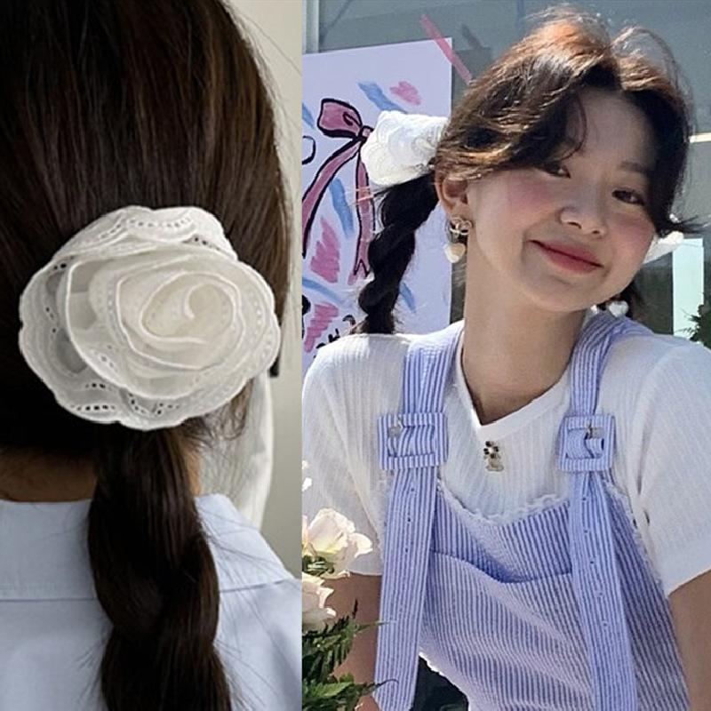2305190 (1) fever同款奶白色花朵发夹韩国in