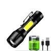 Linterna LED Mini Potente Antorcha Batería Integrada Recargable por USB con Clip de Bolígrafo Lámpara de Emergencia para Acampar al Aire Libre