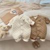 Mameluco de Escalada de Manga Larga para Bebés de Primavera para Niños y Niñas Ropa para Bebé con Forro Polar Suave Traje Simple de Pan de Oso