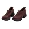 Zapatos Retro Redondos sin Cordones de Suela Gruesa para Mujer, Talla Pequeña, para Viajar, Piel Suave, Banda Elástica, Calzado de Boca Profunda