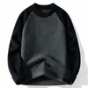 Otoño Invierno Nuevo Estilo Moda Masculina Bloque de Color Cuello Redondo Suéter Jersey Juventud Casual Tejido de Punto Capa Base Jersey de Punto