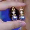 Pendientes Vintage de Perlas Borgoña Estilo Francés, Nuevo Diseño de Nicho, Modernos y Versátiles, con Pendientes Incrustados de Pedrería, Elegantes