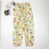 Calça de Dormir de Algodão e Seda com Bolsos e Punhos - 45 Contagens, Verão Fina, Algodão e Seda, Feminina, Corte Solto, Harem, Tamanho Grande, Longa