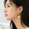Pendientes de Acero de Titanio con Forma de Corazón de Venta Caliente Transfronterizos, Moda Europea y Americana, Lujo Ligero, Versátiles, Regalo para Mejores Amigas, Pendientes de Gama Alta