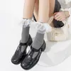 Sapatos Moda Meias de Renda Femininas Primavera Outono Lolita Meia de Cano Médio Franzida Meias de Renda Japonesa em Rede Estilo Ballet JK Meias de Algodão