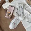 Calcetines de punto de algodón puro transpirables, de estilo vintage floral para otoño temprano para mujer, con encaje Fair Isle, calcetines apilables al por mayor