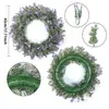 Guirlanda romântica de eucalipto artificial e flores de lírio roxo e lavanda de 17,71 polegadas. Guirlandas de flores artificiais realistas adequadas para portas de entrada, casas, casamentos, salas de estar, decoração interna e externa. Guirlandas de flores realistas de primavera e verão são perfeitas para decoração de feriados sazonais