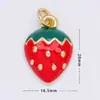 Material de Cobre Pingente de Frutas com Gotejamento de Óleo Acessórios Morango Cereja Pimenta Cogumelo Pulseira DIY Colar Pingentes Ornamentos