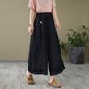 Pantalones anchos de algodón y lino 2005 para mujer, nuevos pantalones largos rectos de lino holgados de cintura alta con cordones