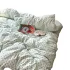 Juego de cama de cuatro piezas estilo Ins hecho de algodón puro, apto para madres y bebés, Clase A, para dormir sin ropa, incluye sábana bajera y funda de edredón, juego de tres piezas para estudiantes de dormitorio, estilo sábana bajera ajustable