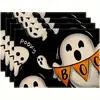 Amazon Venda Quente Transfronteiriça Toalha de Mesa de Halloween Estampa Fantasma Abóbora Decoração de Festa Restaurante Isolamento Térmico Resistente a Manchas Toalha de Mesa