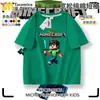 Ropa de verano para niños y niñas con temática de Minecraft, personaje Creeper, dibujos animados de juegos, camiseta de manga corta y pantalones cortos