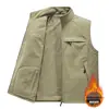 Chaleco de Hombre de mediana edad Four Seasons Delgado Papá Sin Mangas Cuello Multi-bolsillo Secado Rápido Chaleco Chaleco con Logo Personalizado