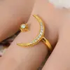Anel de Lua Crescente Novo Estilo Transfronteiriço, Anel Estrela e Lua da Moda para Mulheres, Anel Aberto Estilo Étnico Dedo Indicador Estrela e Lua Atacado