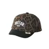 Gorra Infantil de Moda con Estampado de Leopardo Comercio Exterior Gorra de Béisbol para Bebé Niña con Forro de Felpa Gorra Sencilla de Pato con Letra Boston Cálida