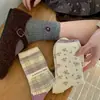 Songmu"Série Cinza-Roxo Aveia Meias Femininas, Design Nicho Estilo Ins, Meias de Cano Médio para Meninas, Atacado