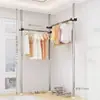 Estante para Secar Ropa de Piso a Techo para Dormitorio, Perchero para Uso Doméstico, Perchero, Barra Telescópica para Ropa, Estante para Secar