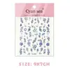 Lindo Estilo Chinês Porcelana Azul e Branca Estampagem a Quente Unhas Douradas Adesivos Atacado Floral Em relevo Flores 3D Estampagem a Quente Unhas Prateadas Adesivos