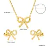 Set de Joyería de Lazos para Niñas Japonesas y Coreanas, Pendientes y Collar Sencillos y Elegantes para Mujeres, Set de Joyería Transfronterizo al por Mayor