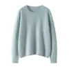 Tejido de Cachemira Otoño e Invierno Nuevo Cuello Redondo Suéter Holgado Camiseta Básica para Mujer Suéter Corto de Punto de Color Puro