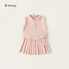 [Colección de Ropa para Niñas] Conjunto de Dos Piezas de Camisa de Muñeca a Cuadros de Verano Manga Corta Atuendo de Verano Elegante para Bebé Estilo Delgado
