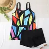 Moda Praia Amazon Saia Conservadora Plus Size Estampa Europeia e Americana 2022 Novo Estilo Maiô Huarui Costas Nuas Estilo Boxer Multicolor