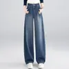 Pantalones de mezclilla con dobladillo curvo, estilo nuevo otoño 2026, pantalones casuales elegantes y que reducen la edad, versátiles, simples, suaves, de color liso, largos