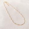Moda Nueva Japonesa y Coreana Cadena Sencilla de Perlas Espaciadoras Cadena de Latón Chapado en Oro Hecha a Mano con Cuentas Cadena Distintiva de Clavícula Versátil para Mujeres