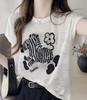 Verano Nueva Linda Camiseta de Punto de Manga Corta con Estampado de Cebra para Mujer Casual Holgada y Ligera Top Moderno Reductor de Edad Cuello Redondo