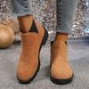Comercio exterior transfronterizo talla grande 2024 otoño nuevo punta redonda baja tacón grueso manga estilo europeo y americano moda botas Martin de mujer
