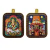 Thangka Pintado Guardião da Fortuna Amarelo Oito Grandes Protetores Dupla Face Personalizável Thangka Pendurado Estilo Xizang