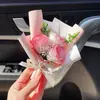 Ventilación de Coche Flor Eterna Botella de Perfume Pequeña Decoración Ramo de Rosas Simuladas Adorno Interior de Coche Mini Regalo