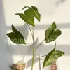 Planta Verde Artificial com Ramos Altos de 5 Pontas de Folhas de Alocasia para Decoração de Casamento, Fotografia Residencial Atacado