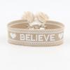 Mori Girl Personalidade Acessórios Bordado Laço NICE Letra Pulseira Moda Pulseira de Borla Tecida à Mão