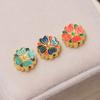 Flor de Cuatro Pétalos Color Azul Quemado Dorado Viejo Separador de Nube Cuentas de Cloisonné Material para Pulsera DIY