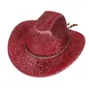 Chapéu de Cowboy Ocidental com Lantejoulas Novo Europeu e Americano Chapéu de Coco para Palco Festa Homens e Mulheres Aba Larga Chapéu de Jazz Dourado Prata Tendência