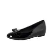 Zapatos Planos Redondos con Moño para Mujer, Aumentan 5 cm de Altura, Nuevos de Verano 2026 Estilo Hada, Charol, Suela Suave