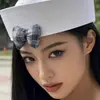 Gorra Azul Marino Bordada Europea y Americana Cosplay Uniforme de Policía Femenino Sombrero de Otoño e Invierno para Actuación Circunferencia de Cabeza Grande Sombrero de Marinero Japonés para Mujer