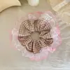 Elástico de Cabelo Resistente com Renda Delicada, Cor Macaron Estilo Coreano Girly, Laço Floral Doce Suave para Mulheres
