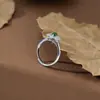 Anillo de Flor de Hielo de Zirconia de Plata de Ley S925 Yincheng para Mujer Moda Anillo Incrustado de Jade Natural Soporte de Anillo de Cola Abierta