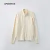 Roupas Masculinas Apo Suéter de Gola Alta Transfronteiriço para Homens e Mulheres, Outono e Inverno Texturizado Estilo Solto e Preguiçoso Jaqueta Cardigan de Tricô com Zíper Duplo.