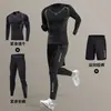 Traje de Corrida de Inverno Transfronteiriço para Homens, Camada de Base Térmica com Forro de Fleece, Roupa de Compressão de Secagem Rápida para Esportes, Fitness e Treinamento de Esqui