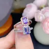 Anillo de tanzanita natural púrpura coqueto cuerpo de red completo color fuego destellante plata 925 incrustación de precisión piedra principal 4*6mm