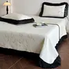 Juego de Cubierta de Cama de Verano con Esterilla Refrigerante de Seda de Hielo, Juego de Tres Piezas de Sábana Refrigerante de Seda de Hielo con Borde de Encaje, Esterilla Refrigerada por Aire, Esterilla Suave Lavable a Máquina