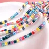 Corazón Colorido Mezcla de Colores Cuadrado Cerámica Mezcla de Cuentas Hechas a Mano Cuentas Accesorios para Joyería DIY Materiales Diarios Hechos a Mano Zakka