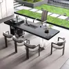 Mesa de Té Clásica Pizarra 2025 Mesa de Té para Sala de Estar Combinación de Mesa y Silla Mesa de Té Simple para Oficina Preparación de Té en Casa Mesa de Café Integrada