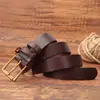 Cinto Feminino de Couro Genuíno com Elementos Decorativos, Simples e Versátil Fivela de Pino Cinto de Couro Bovino, Estilo Vintage, Cinto Personalizado para Jeans Feito de Couro Bovino de Camada Superior