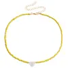 Joyería Transfronteriza Europea y Americana Collar Bohemio de Cuentas Pequeñas Blancas Pulsera Anillo con Colgante de Corazón de Nácar
